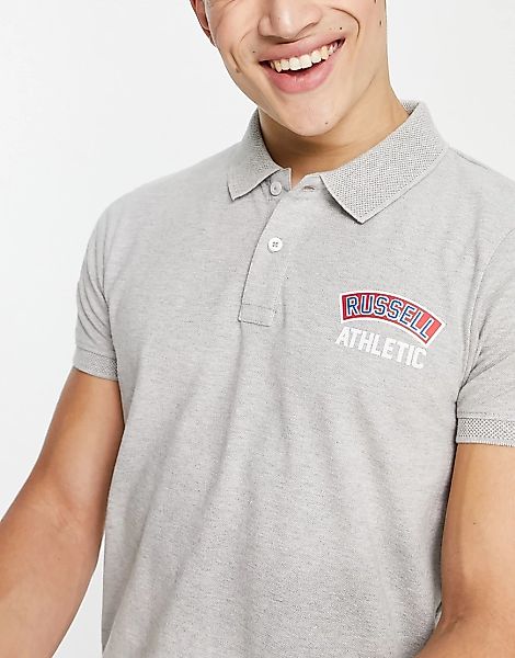 Russell Athletic – Logo-Poloshirt in Grau günstig online kaufen
