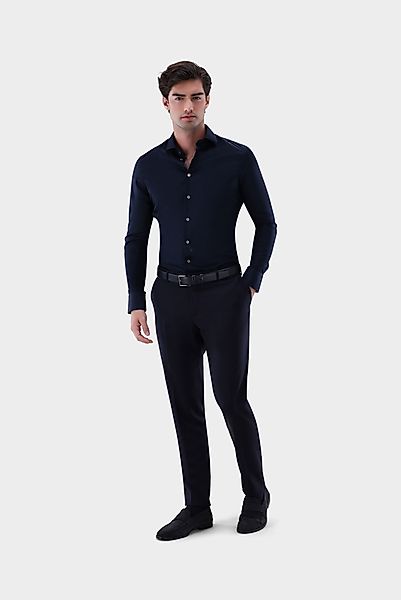 Bügelfreies Hybridshirt mit Jerseyeinsatz Slim Fit günstig online kaufen