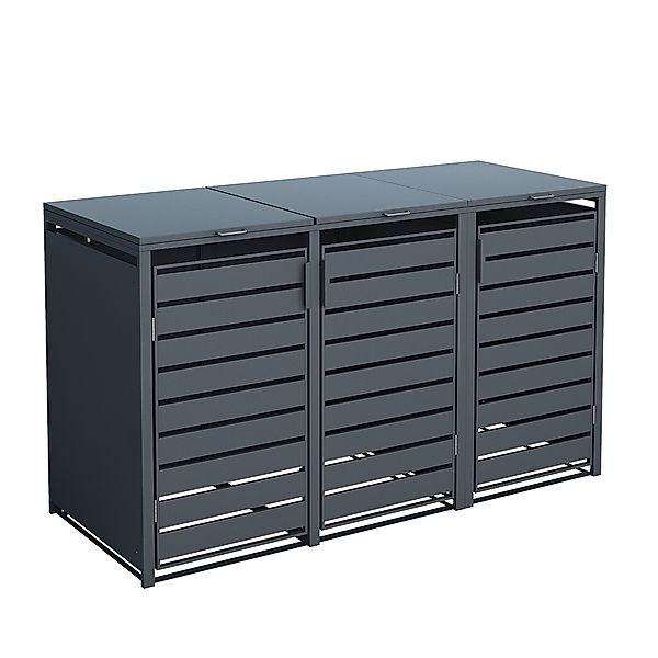 Westmann Mülltonnenbox Kubus Metall 3er Box 240 l Anthrazit 116 x 200 x 80 günstig online kaufen