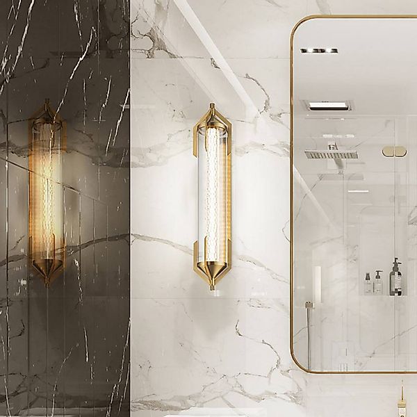 LED-Wandlampe ESPADA gold gebürstet Breite 70 cm Metall IP44 günstig online kaufen