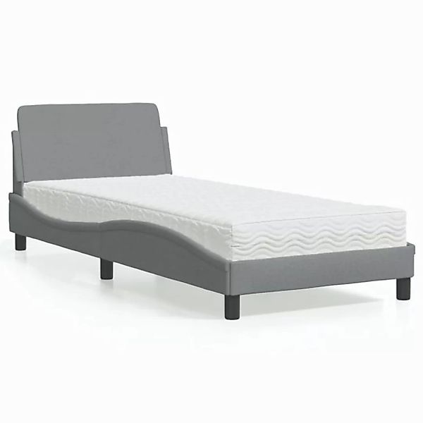 vidaXL Bettgestell Bett mit Matratze Hellgrau 90x200 cm Stoff Bettgestell günstig online kaufen