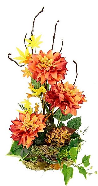 Kunstblume Dahlien-Arrangement in Pflanzschale Gesteck aus künstlichen Blum günstig online kaufen