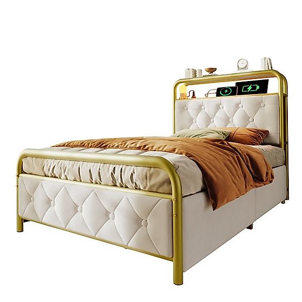 OKWISH Polsterbett Metallbett Stauraumbett (Einzelbett, 90×200CM, mit Bettr günstig online kaufen
