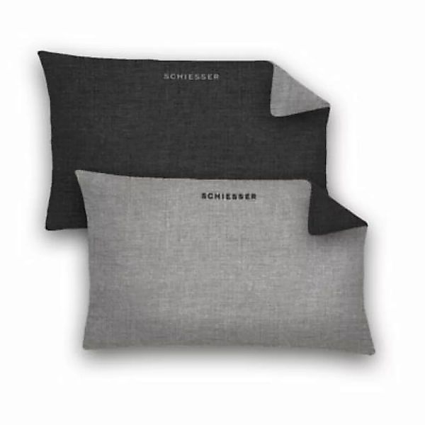 SCHIESSER Renforcé 2er Pack Doubleface Kissenhülle grau/schwarz Gr. 40 x 80 günstig online kaufen
