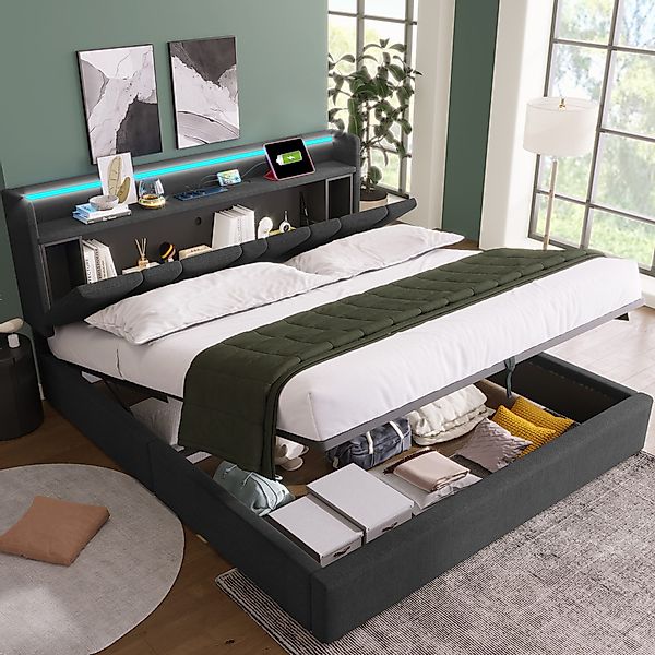 Celya Polsterbett Doppelbett mit aufladen USB günstig online kaufen