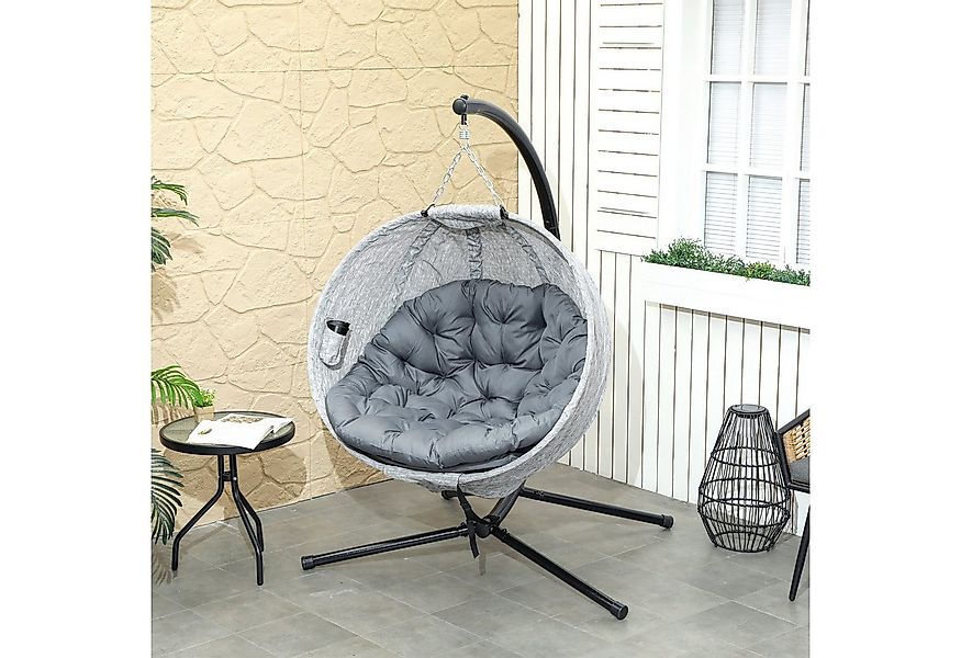 Outsunny Hängesessel Eiförmig, faltbar mit Becherhalter, abnehmbar waschbar günstig online kaufen