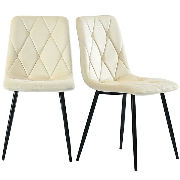 Esszimmerstühle, 4 Stücke Beige Metallrahmen gepolstert mit Rückenlehne ele günstig online kaufen