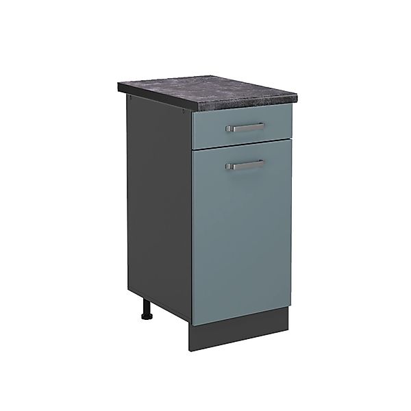 Vicco Küchenunterschrank R-Line Blau-Grau/Anthrazit 40 cm AP Anthrazit günstig online kaufen