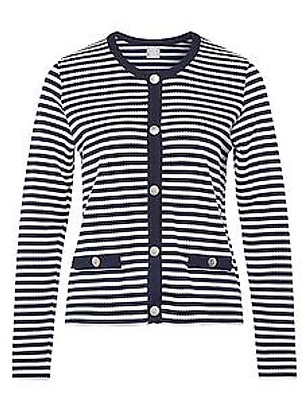 Strickjacke Rundhals-Ausschnitt Rabe blau günstig online kaufen