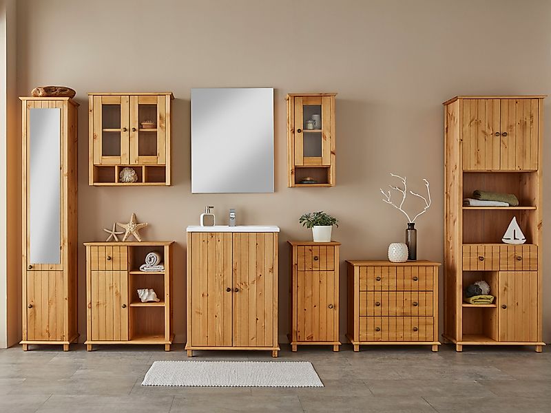 Home affaire Waschtisch "Vili" Badmöbel aus massiver Kiefer, Breite 61cm, 2 günstig online kaufen