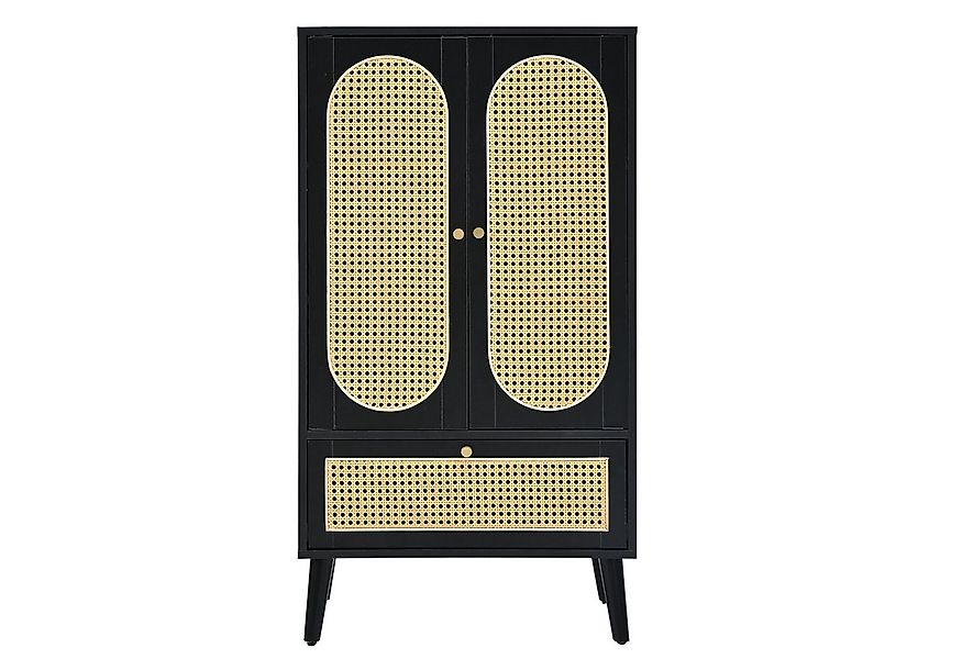 HAUSS SPOLE Sideboard 60*40*110cm mit Rattan-Design, 2 Türen und 1 Schublad günstig online kaufen