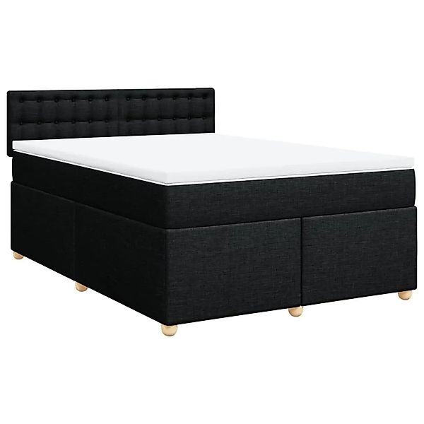vidaXL Boxspringbett mit Matratze Schwarz 140x190 cm Stoff 3286691 günstig online kaufen