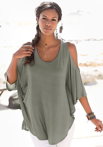 LASCANA Strandshirt mit Zierband im oberen Rücken, Longshirt, 3/4-Ärmel, sc günstig online kaufen