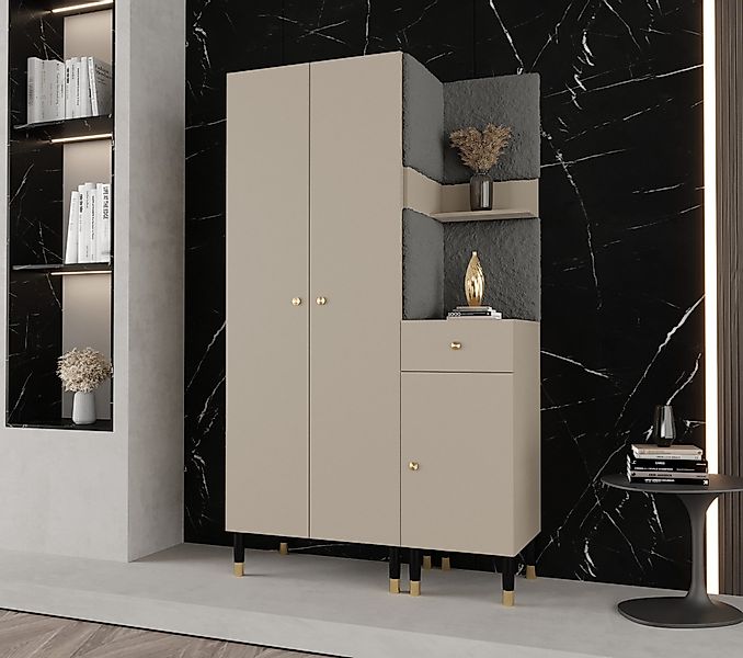 ABIKS MÖBEL Kompaktgarderobe PALERMO Set 6 Garderobe mit gepolsterten Panee günstig online kaufen