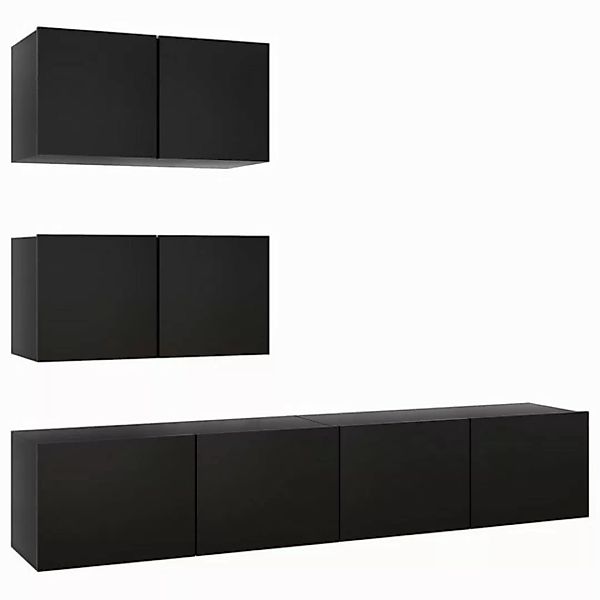 furnicato TV-Schrank 4-tlg. TV-Schrank-Set Schwarz Holzwerkstoff (1-St) günstig online kaufen