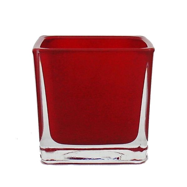 Exotenherz Übertopf Glas-Würfel 8x8x8cm Rot günstig online kaufen