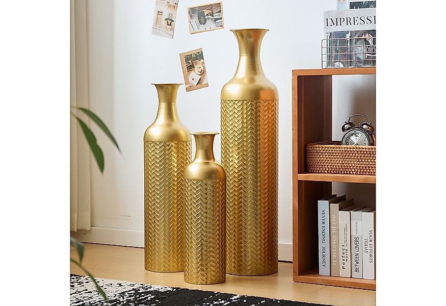 BlingBin Bodenvase Deko-Bodenvase, 83/65/50 cm Hohes Metall-Set Dekovase (3 günstig online kaufen