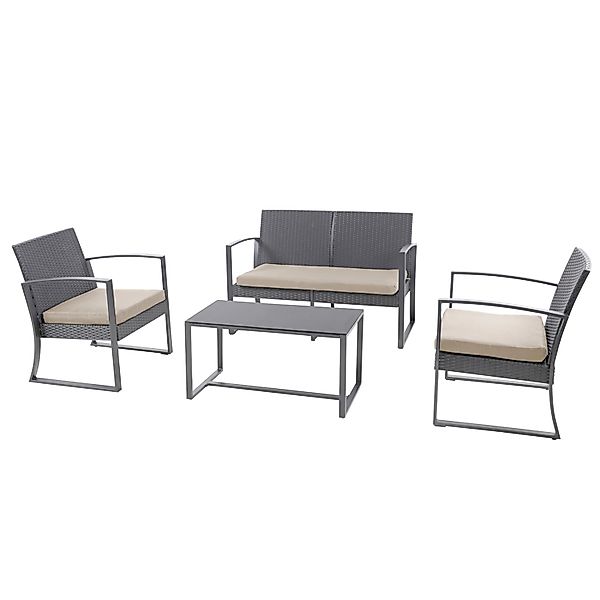 Svita Lois XL Polyrattan Sitzgruppe Gartenmöbelset Garnitur Tisch Sessel Gr günstig online kaufen