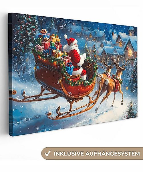 OneMillionCanvasses® Leinwandbild Weihnachtsmann - Rentier - Weihnachten - günstig online kaufen