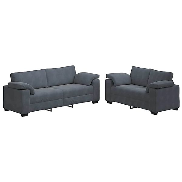 vidaXL 2-Teiliges Sofa-Set mit Kissen Dunkelgrau Samt 3324750 günstig online kaufen