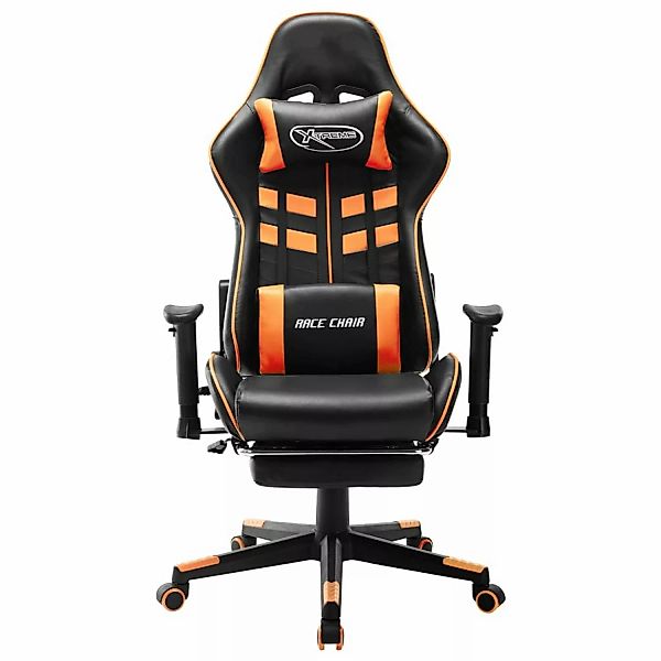 Gaming-stuhl Mit Fußstütze Schwarz Und Orange Kunstleder günstig online kaufen