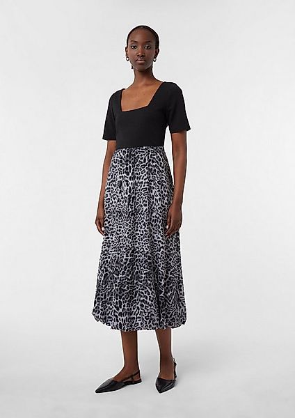 comma Midikleid Kleid Midikleid aus Materialmix mit Karree-Ausschnitt günstig online kaufen