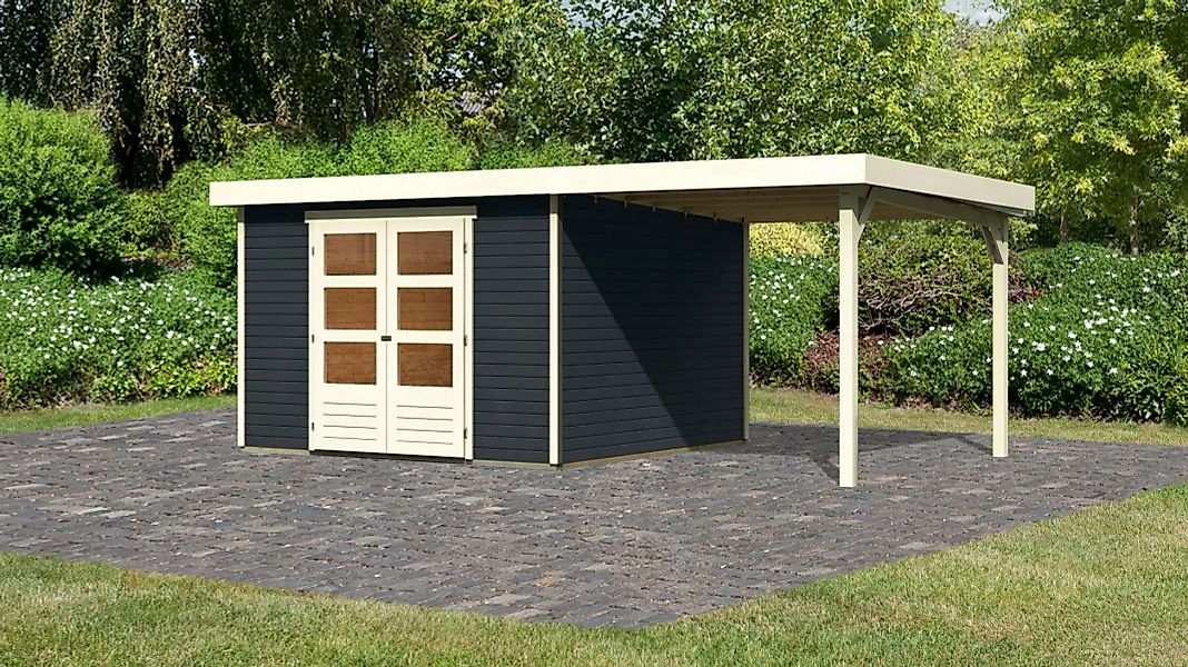 Karibu Gartenhaus "Arnis", (Set), mit Anbaudach 2,40 cm Breite günstig online kaufen