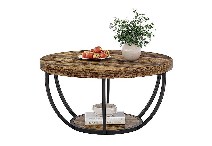 Tribesigns Couchtisch Runde Kaffeetisch Beistelltisch, Industrial 2-Tier-Kr günstig online kaufen