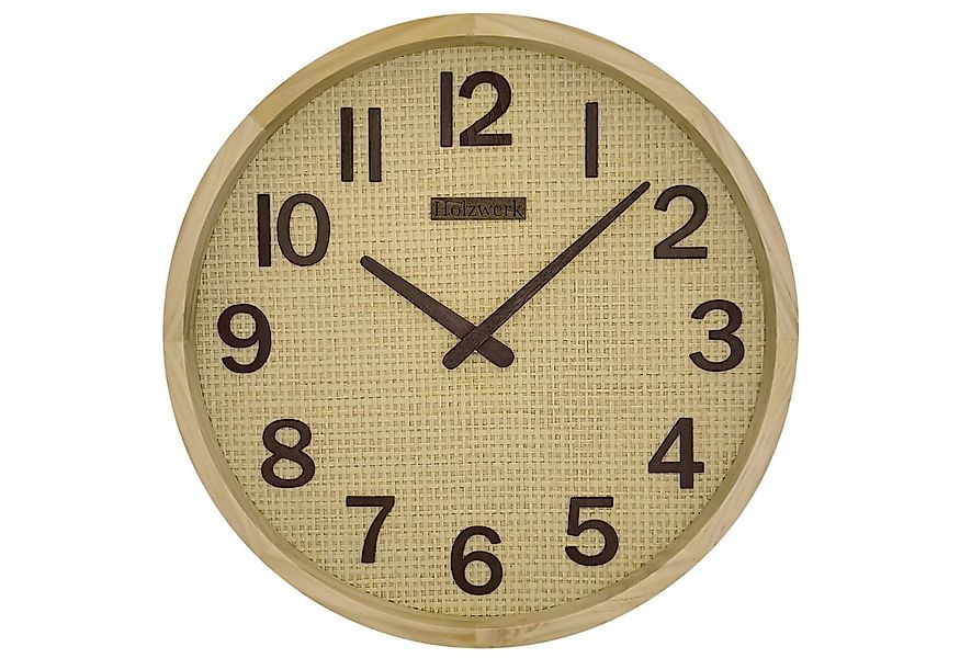 Holzwerk Funkwanduhr BOHO Ratten Designer Funk Holz Wand Uhr (Nahezu lautlo günstig online kaufen