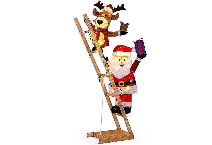 COSTWAY Weihnachtsfigur, LED Weihnachtsdeko, Rentier & Weihnachtsmann günstig online kaufen