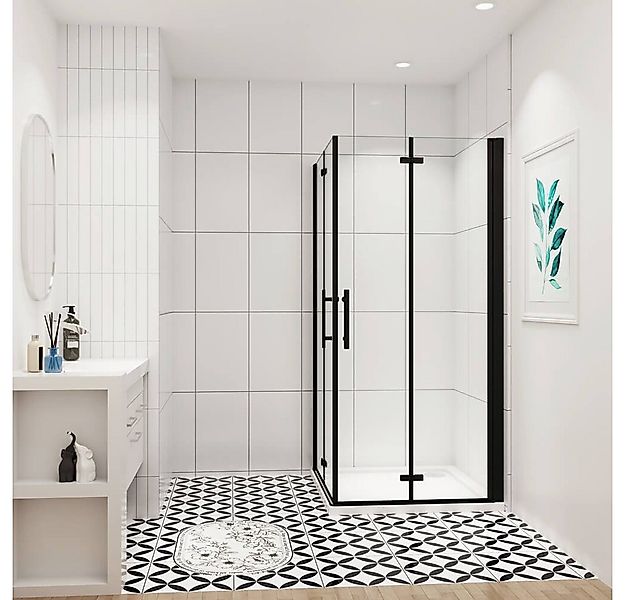 duschspa Eckdusche 185cm ESG Nano Glas Duschkabine Scharniertür Falttür Dus günstig online kaufen