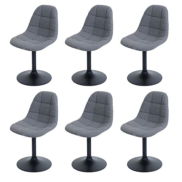 MCW Esszimmerstuhl A60 6er-Set Stoff/Textil Boucle 450g/m² Dunkelgrau günstig online kaufen