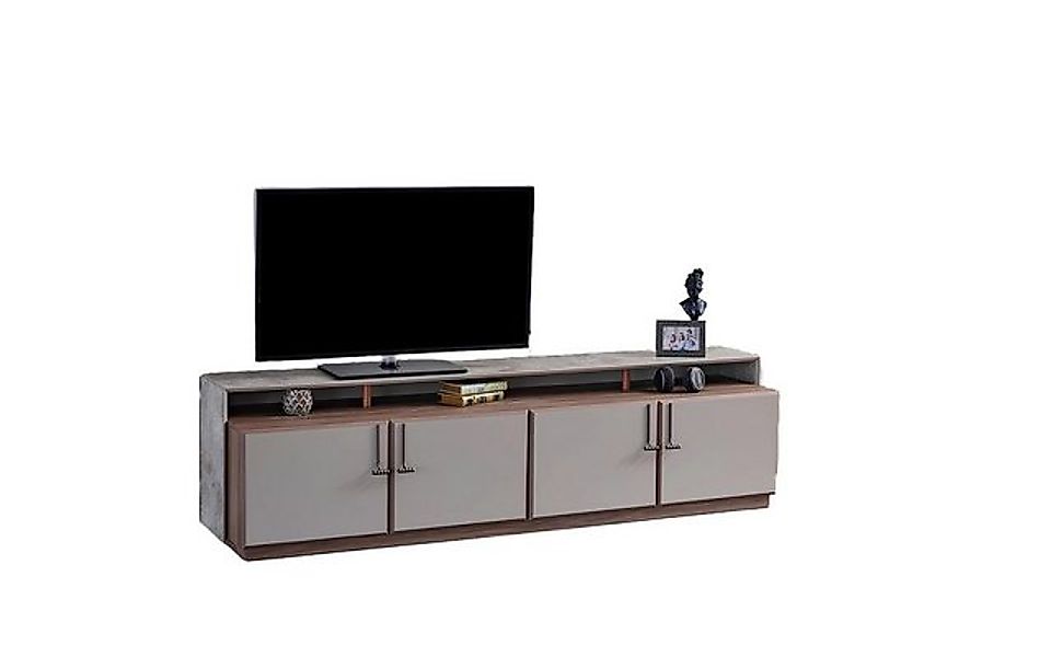 Xlmoebel TV-Schrank Fernsehständer Wandregal Sideboard RTV Lowboard Grau Wo günstig online kaufen