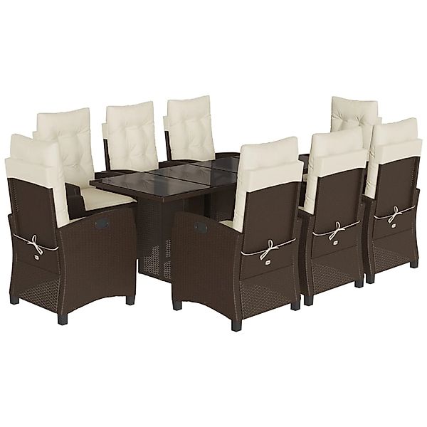 vidaXL 9-Tlg Garten-Essgruppe mit Kissen Braun Poly Rattan 3212687 günstig online kaufen