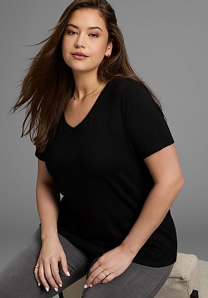 Laura Scott CURVE T-Shirt mit V-Ausschnitt günstig online kaufen