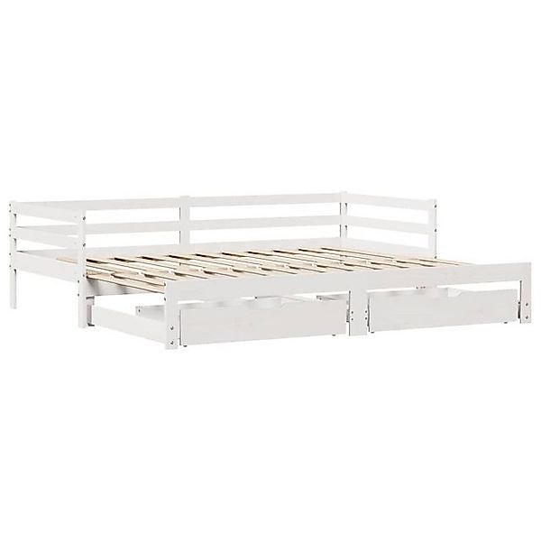 vidaXL Bett Tagesbett Ausziehbar mit Schubladen ohne Matratze Weiß 90x190cm günstig online kaufen
