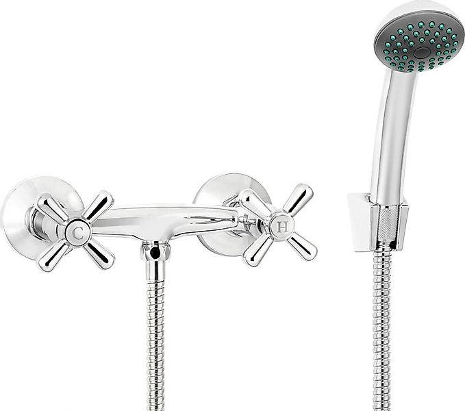 Deante Duscharmatur SYMETRIO Brausearmatur Retro Kreuzgriffe Mischbatterie günstig online kaufen