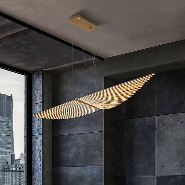 LED-Hängeleuchte SERAPH, gold gebürstet, Länge 105 cm Metall günstig online kaufen