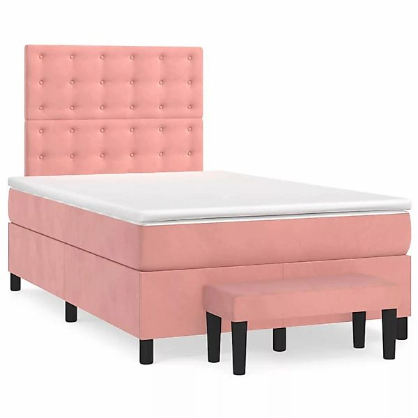 vidaXL Boxspringbett mit Matratze Rosa 120x200 cm Samt1399379 günstig online kaufen