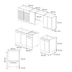 Vicco Küchenzeile Fame-Line, Dunkelgrau/Anthrazit, 240 cm, günstig online kaufen