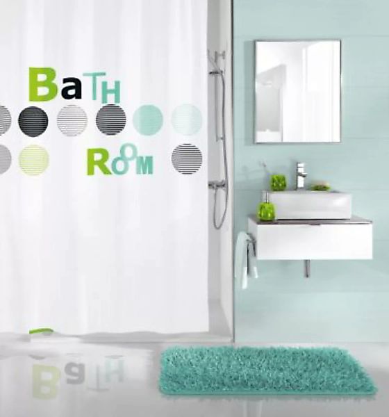 Kleine Wolke "Duschvorhang ""Bathroom"" 180x200 cm" türkis/weiß Gr. 180 x 2 günstig online kaufen