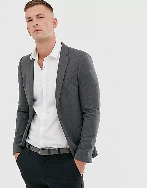 ASOS DESIGN – Super enger Jersey-Blazer in Anthrazit-Grau günstig online kaufen
