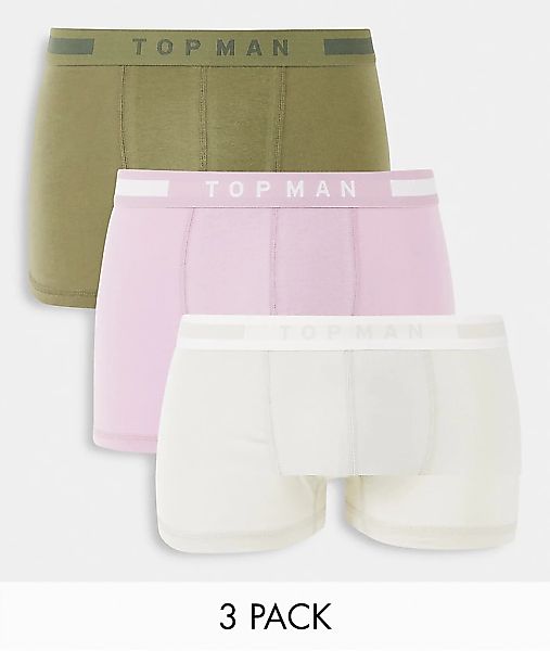 Topman – Unterhosen in Khaki und Grau, 3er-Pack-Grün günstig online kaufen