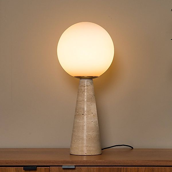 Tischlampe Evin, cremefarben, Höhe 46 cm, Stein/Glas günstig online kaufen