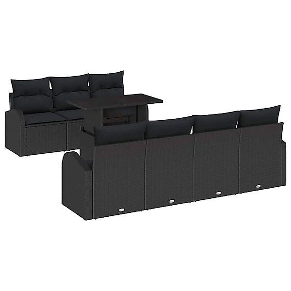 vidaXL Garten-Sofa-Set mit Kissen 8-Tlg Schwarz Poly Rattan 3348589 günstig online kaufen