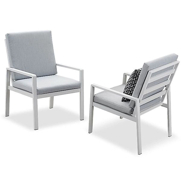MeXo 2 St Aluminium Gartenmöbel Esstischstuhl Weiß günstig online kaufen