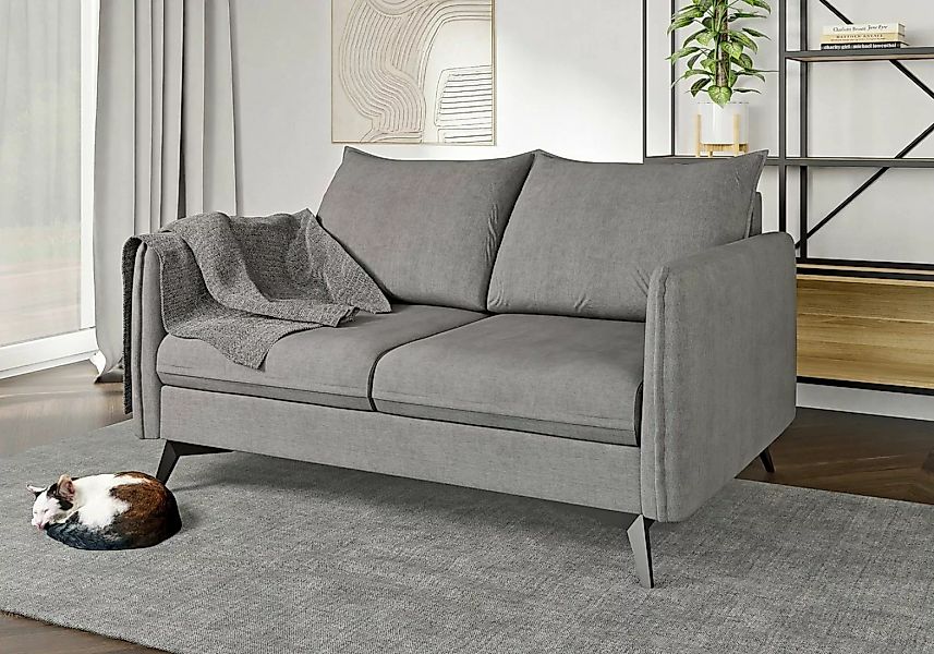 S-Style Möbel 2-Sitzer Sofa Azalea mit Schwarz Metall Füßen aus Luxusmicrof günstig online kaufen