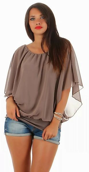 CLEO STYLE Schlupfbluse Damen Chiffon Bluse CL 2400 Schlamm One Size (36-40 günstig online kaufen