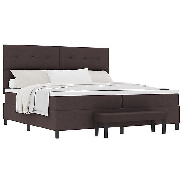 vidaXL Bett Boxspringbett mit Matratze & Bank Dunkelbraun 200x200 cm Stoff günstig online kaufen
