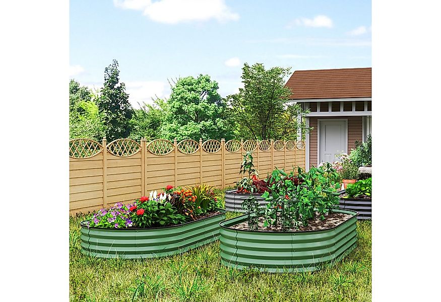 Outsunny Hochbeet 2er-Set, aus Stahl (Pflanzkasten, 2 St., Gemüsebeet), 181 günstig online kaufen